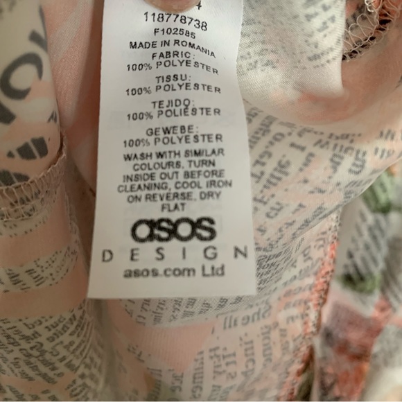 3/29$ 🎊  ASOS DESIGN button front satin mini dress in newspaper print - Picture 6 of 6